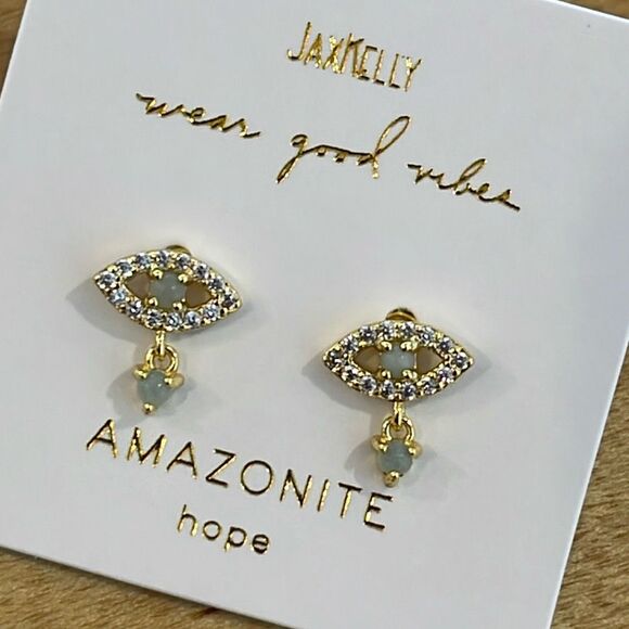 JAXKELLY Amazonite Evil Eye Drop Small New - Picture 4 of 6